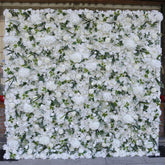 Aperturee - Aperturee White Flower Green Leaves Artificial Wall Backdrop